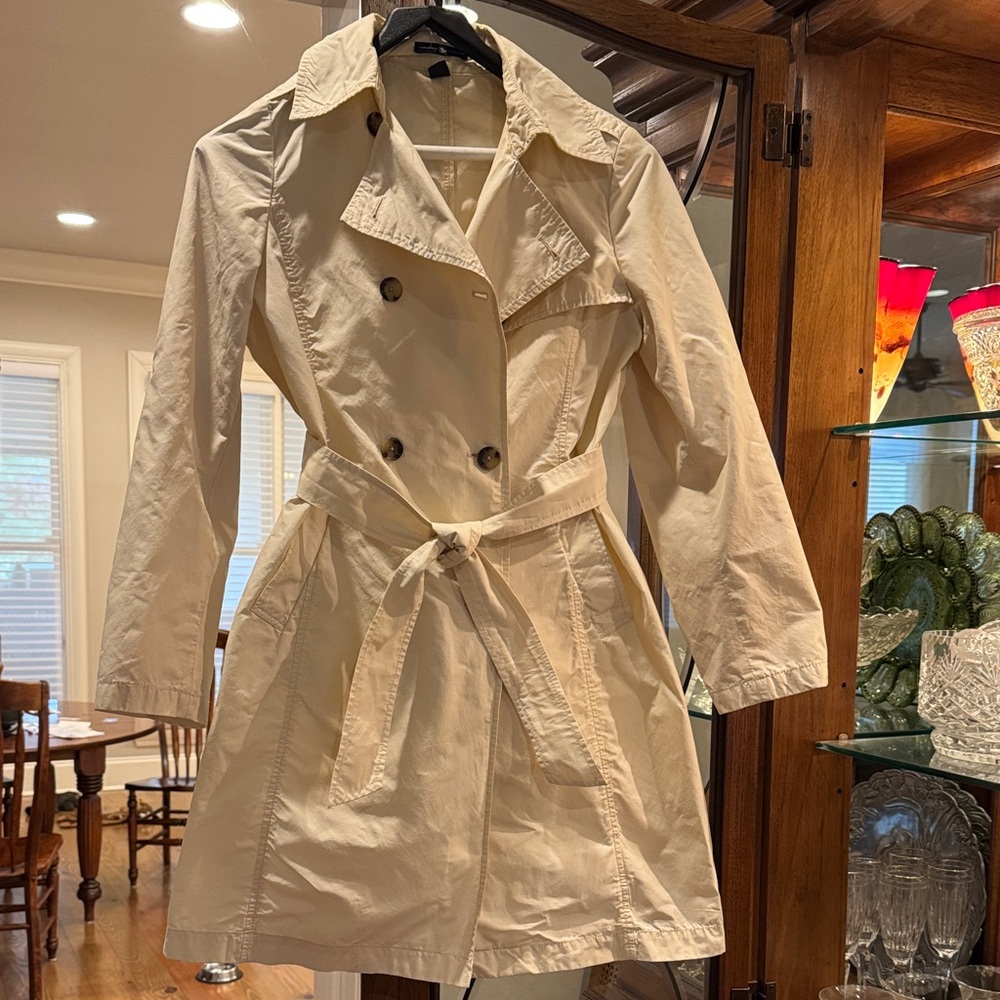 GAP Women's Cream Double-Breasted Trench Coat M